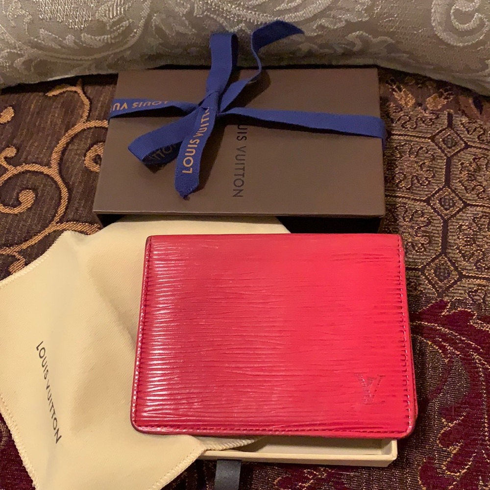 Authentic Louis Vuitton red epi card holder